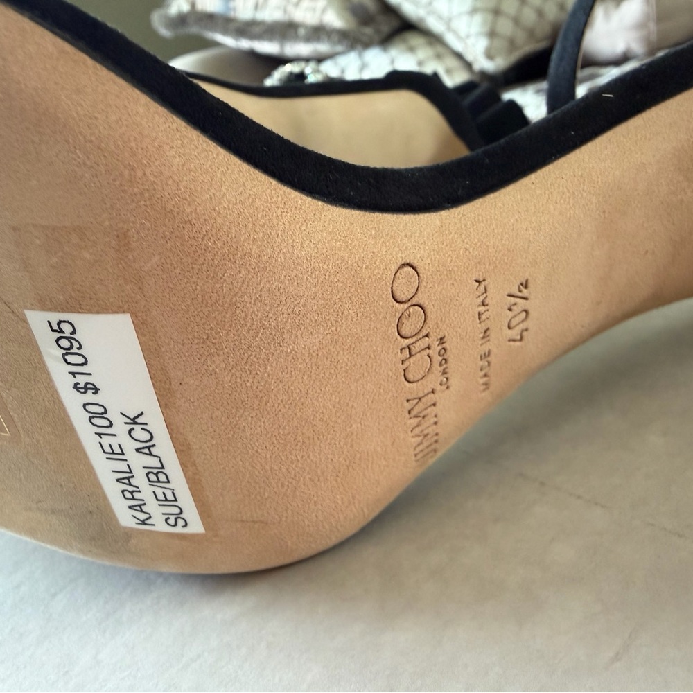 Jimmy Choo Black Suede Wingback Ankle-Strap Heels - Picture 4 of 15